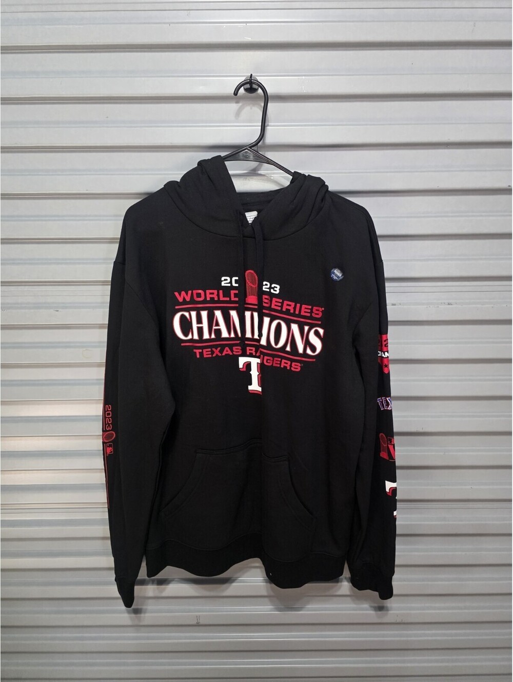 Texas Rangers 2023 World Series Champions MLB Pullover Hoodie Black Men's XL